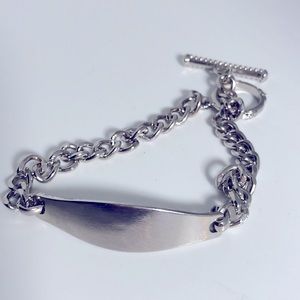 Silver tone identity bracelet